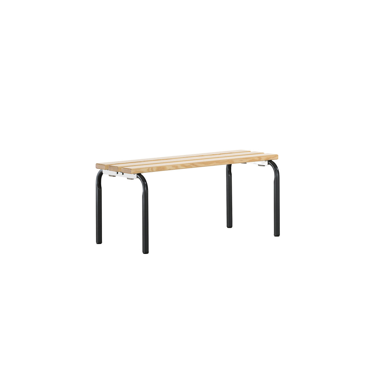 Changing room bench, stackable, pine wood slats, length 1015 mm, charcoal frame.