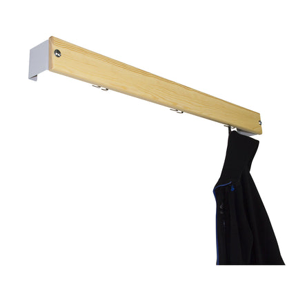 Coat rail, pine wood, length 1015 mm, light grey spacer.