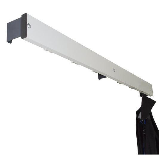 Coat rail, aluminium five/stainless steel, length 1500 mm, charcoal spacer.