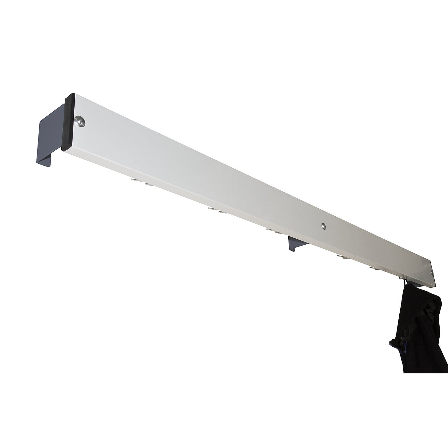 Coat rail, aluminium five/stainless steel, length 1500 mm, charcoal spacer.