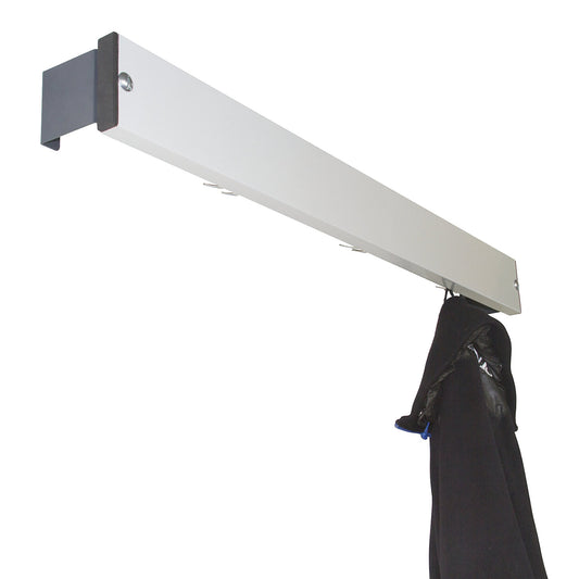 Coat rail, aluminium five/stainless steel, length 1015 mm, charcoal spacer.