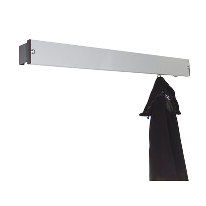 Coat rail, aluminium five/stainless steel, length 1015 mm, charcoal spacer.