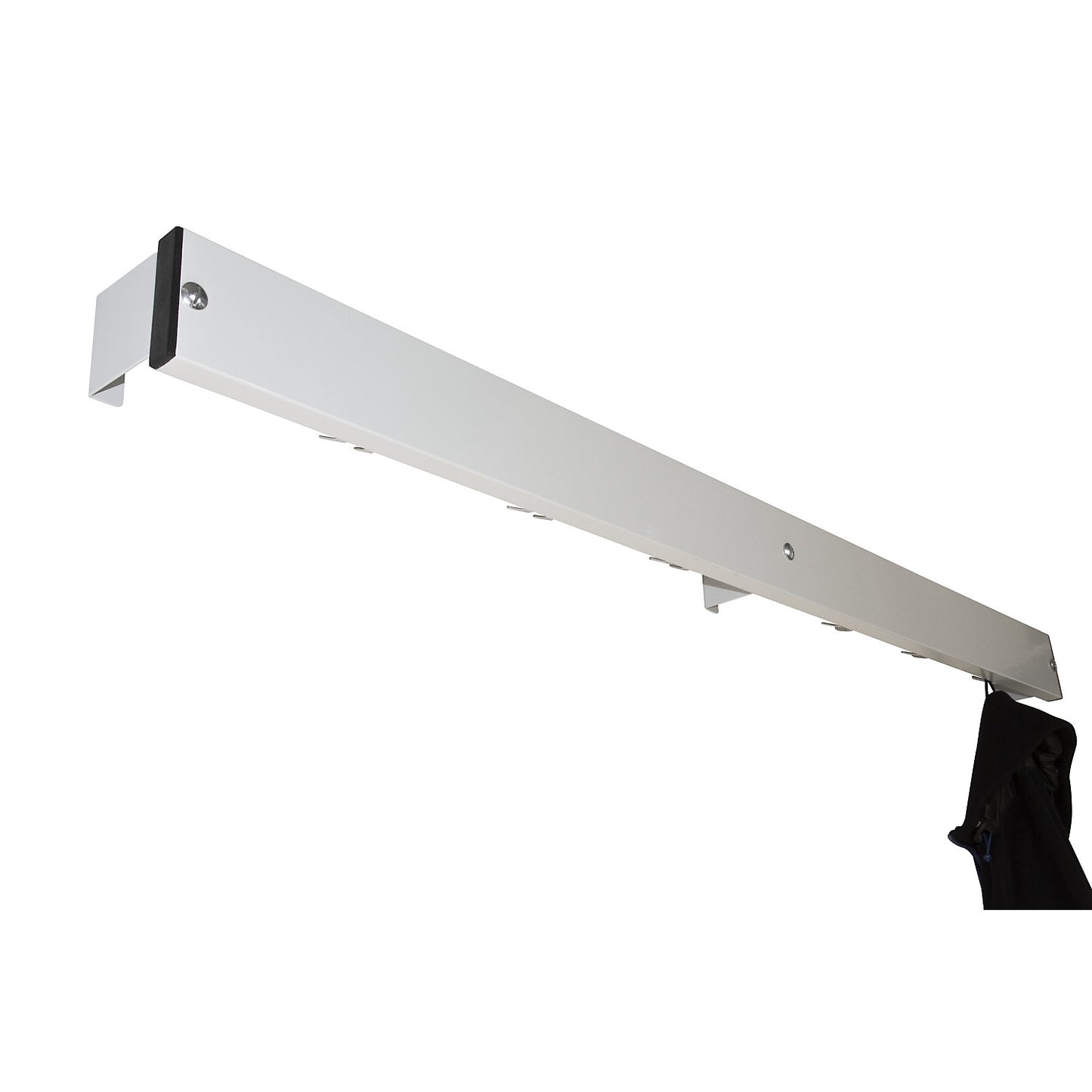 Coat rail, aluminium five/stainless steel, length 1015 mm, light grey spacer.