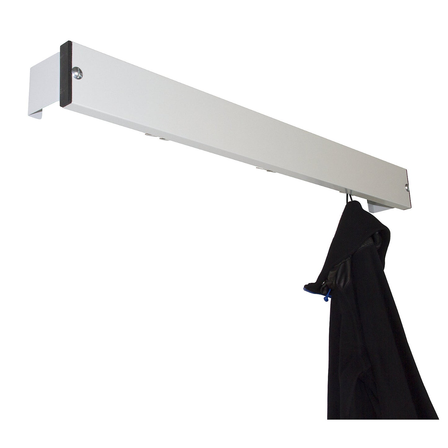 Coat rail, aluminium, length 1015 mm, light grey spacer.