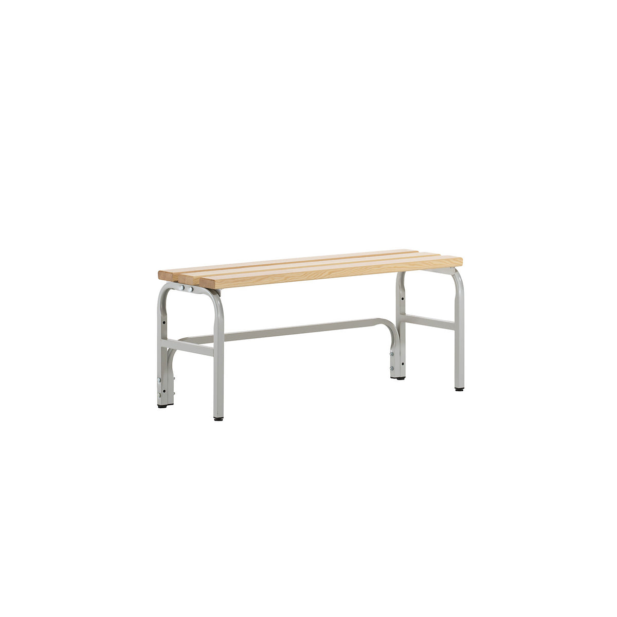 Changing room bench, single sided, length 1015 mm, light grey.