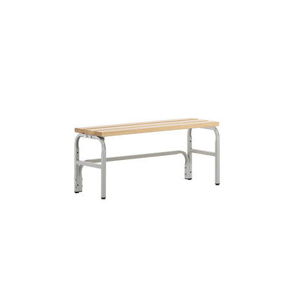 Changing room bench, single sided, length 1015 mm, light grey.