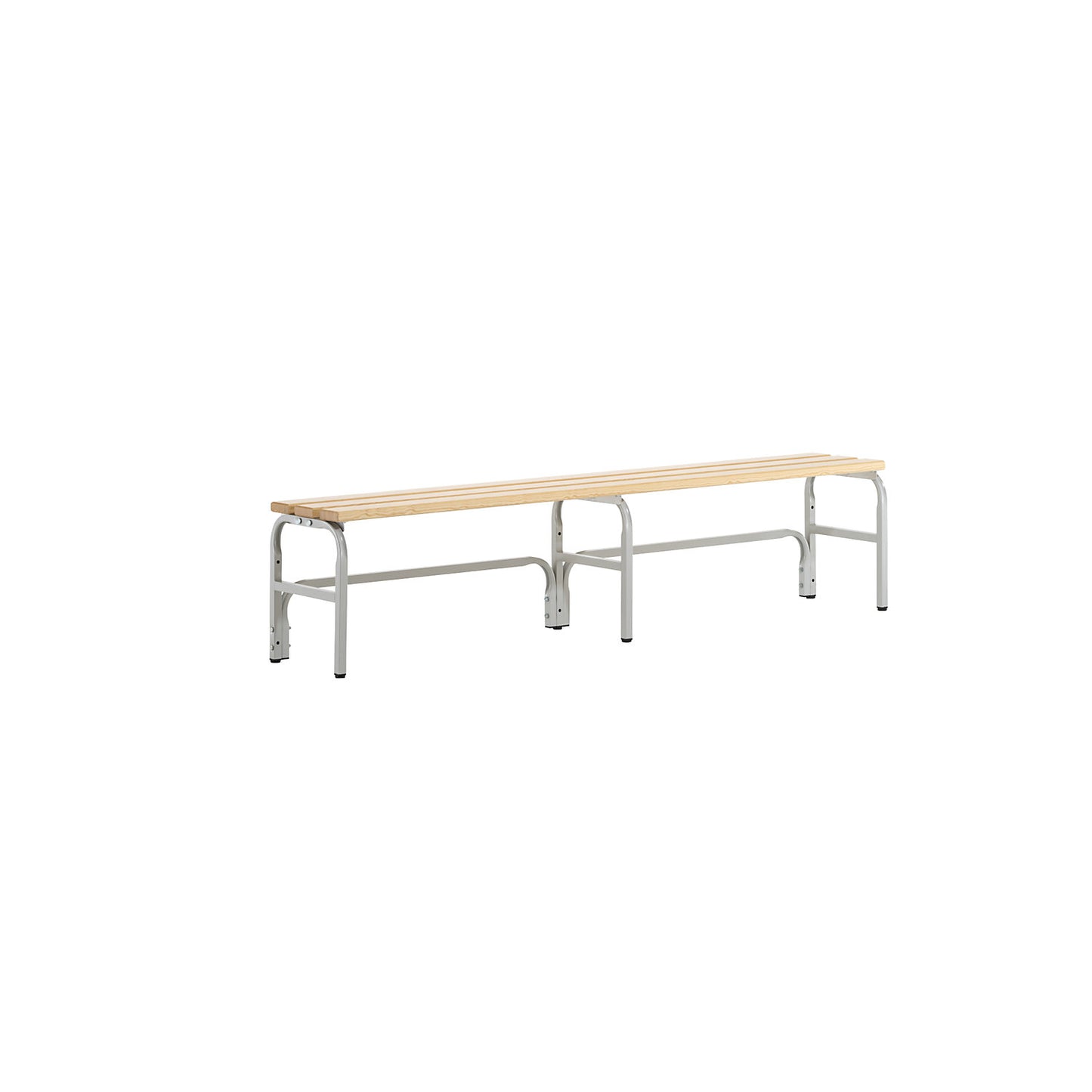 Changing room bench, single sided, length 1500 mm, light grey.