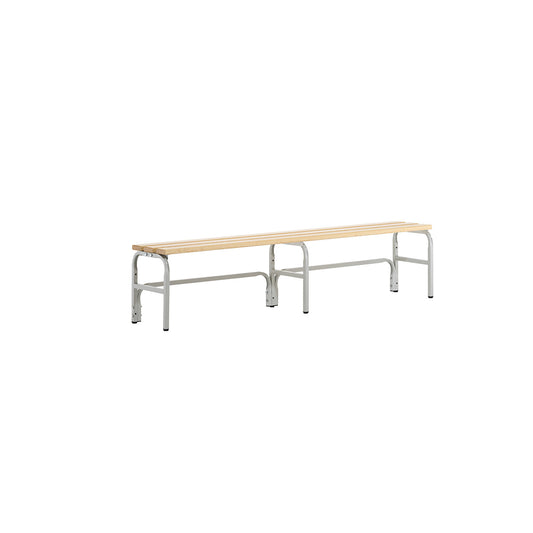 Changing room bench, single sided, length 1500 mm, light grey.