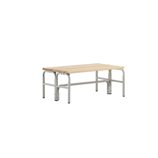 Changing room bench, double sided, pine wood slats, length 1015 mm.