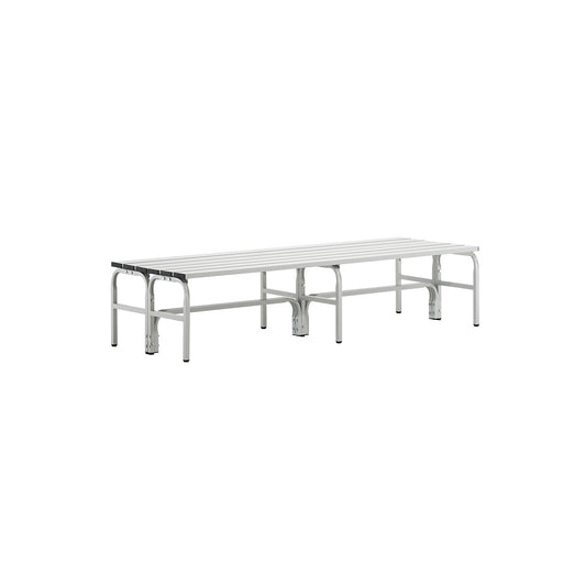 Changing room bench, double sided, aluminium slats, light grey, length 2000 mm.