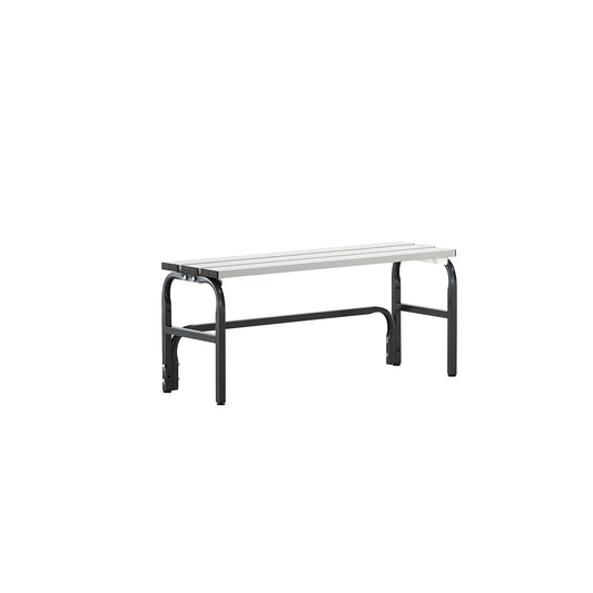 Changing room bench made of stainless steel, HxD 450 x 350 mm, length 1015 mm, charcoal.