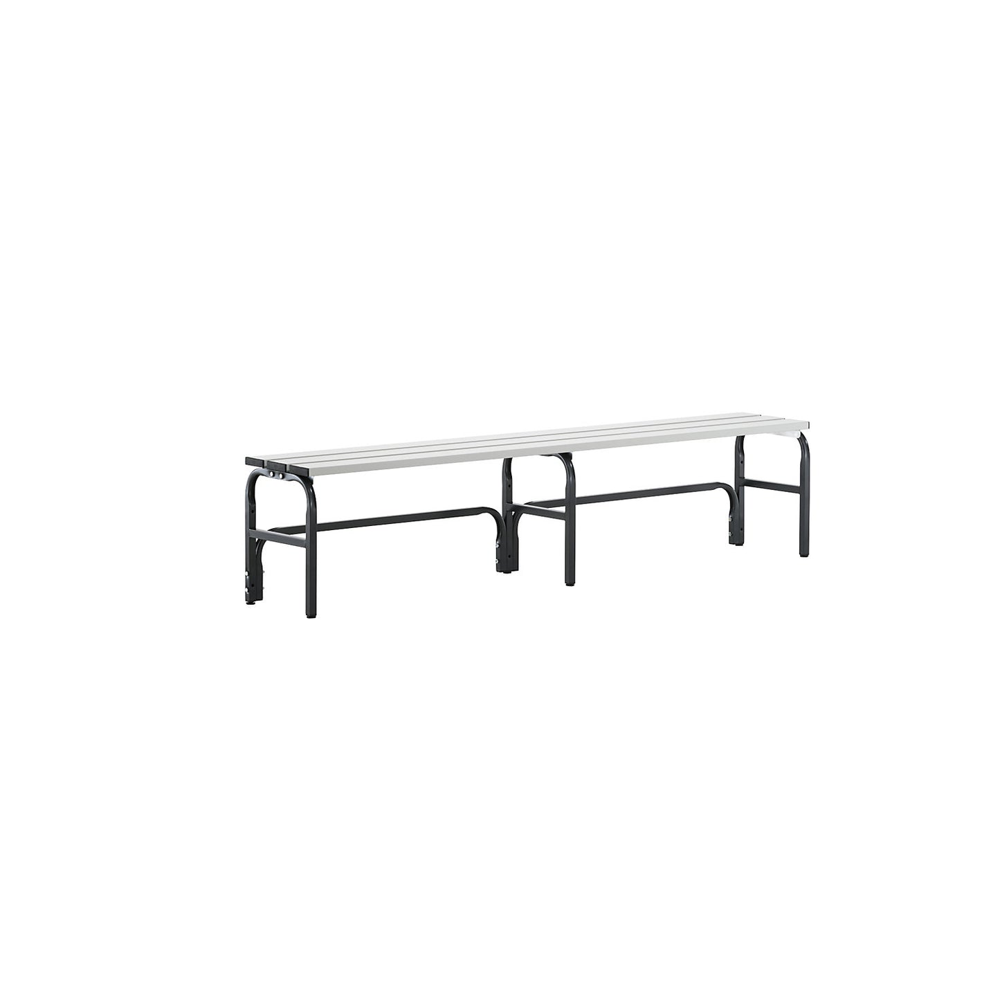 Changing room bench made of stainless steel, HxD 450 x 350 mm, length 1500 mm, charcoal.