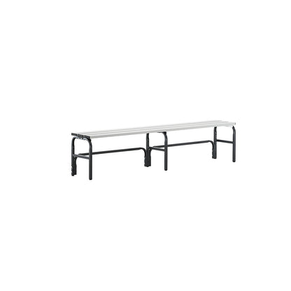 Changing room bench made of stainless steel, HxD 450 x 350 mm, length 1500 mm, charcoal.
