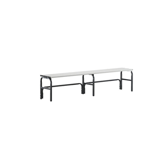Changing room bench made of stainless steel, HxD 450 x 350 mm, length 1500 mm, charcoal.