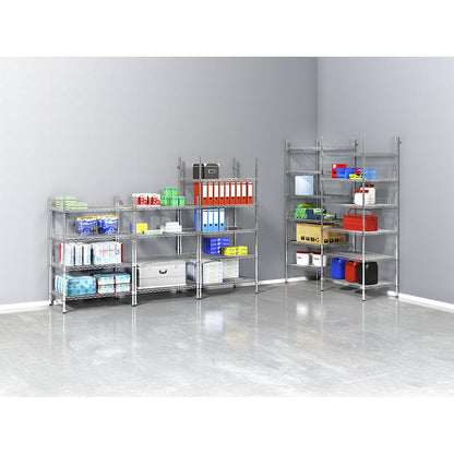 Steel wire mesh shelf unit, chrome plated, max. shelf load 100 kg, WxD 1520 x 360 mm, standard shelf unit, height 1370 mm, 4 shelves.