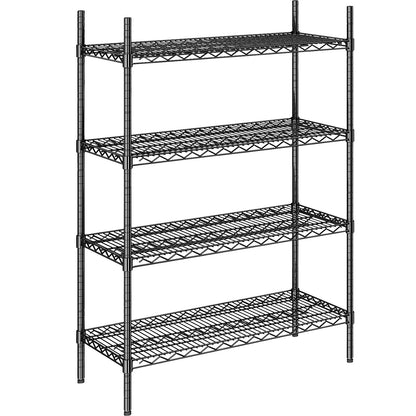Steel wire mesh shelf unit, black, max. shelf load 250 kg, WxD 910 x 460 mm, standard shelf unit, height 1370 mm, 4 shelves.