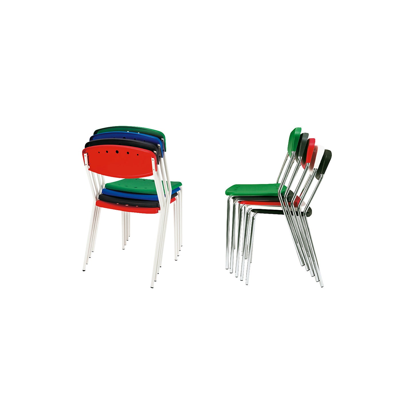 PENNY stacking chair, pack of 4, white frame, blue.