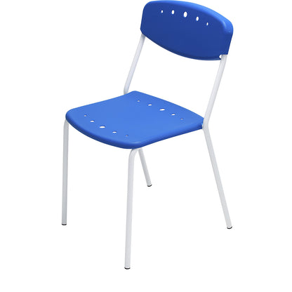 PENNY stacking chair, pack of 4, white frame, blue.