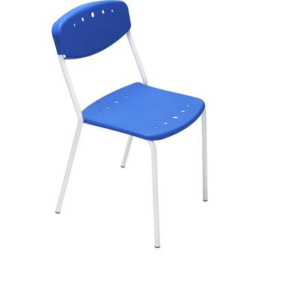 PENNY stacking chair, pack of 4, white frame, blue.