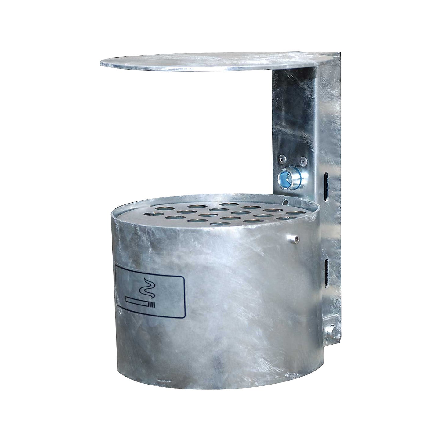 Wall mounted ashtray, capacity 4 l, HxØ 290 x 200 mm, hot dip galvanised.