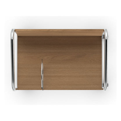 File trolley, chrome plated, 2 shelves, LxWxH 550 x 340 x 840 mm, oak finish.