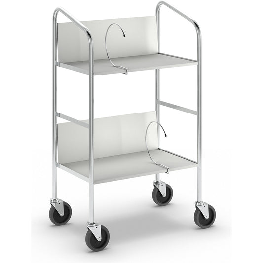 File trolley, chrome plated, 2 shelves, LxWxH 550 x 340 x 840 mm, grey.