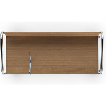 File trolley, chrome plated, 2 shelves, LxWxH 800 x 340 x 840 mm, oak finish.
