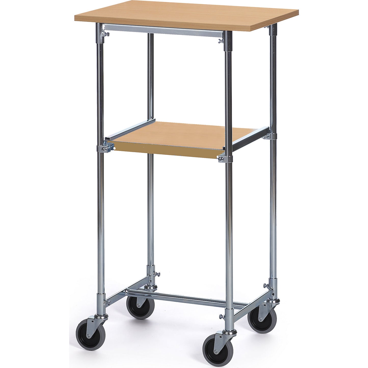 Table trolley, zinc plated, LxWxH 600 x 430 x 1060 mm, beech finish.