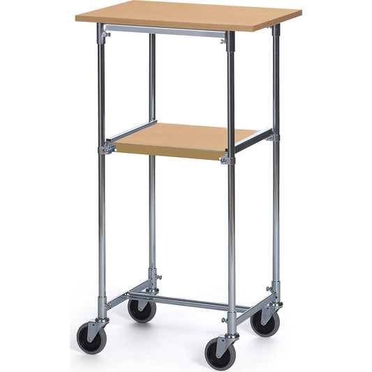 Table trolley, zinc plated, LxWxH 600 x 430 x 1060 mm, beech finish.