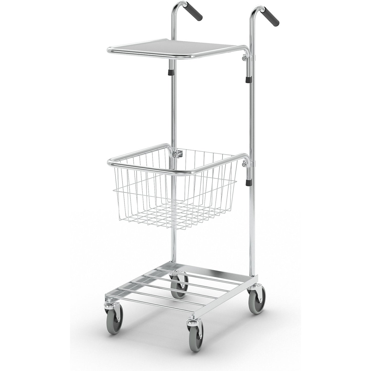 KOMPAKT retail bin, 1 shelf, 1 basket, bright zinc plated frame.