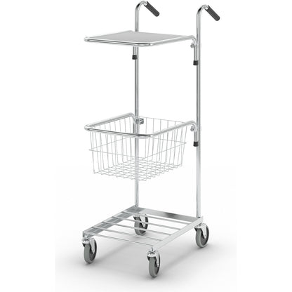 KOMPAKT retail bin, 1 shelf, 1 basket, bright zinc plated frame.
