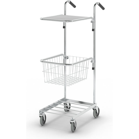 KOMPAKT retail bin, 1 shelf, 1 basket, bright zinc plated frame.