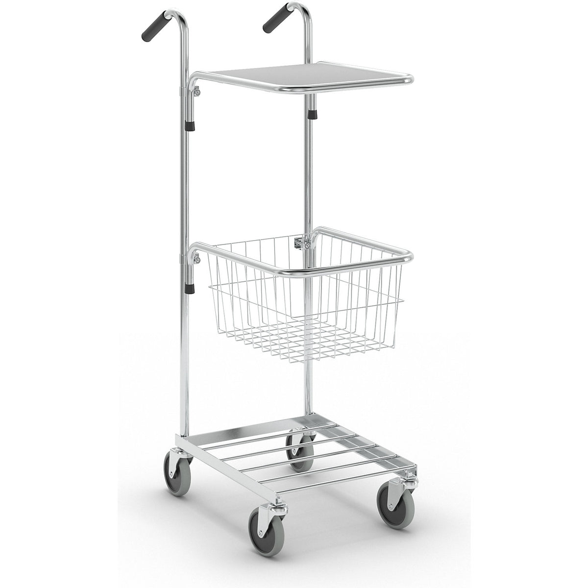 KOMPAKT retail bin, 1 shelf, 1 basket, bright zinc plated frame.