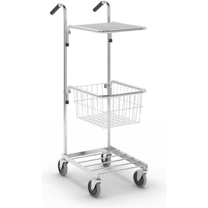 KOMPAKT retail bin, 1 shelf, 1 basket, bright zinc plated frame.