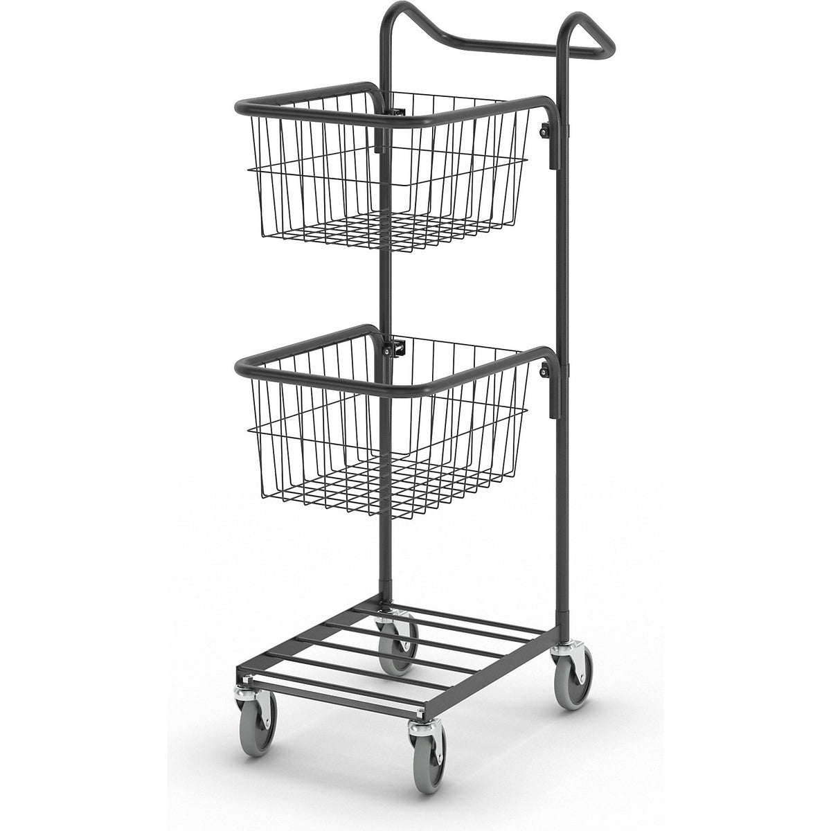 KOMPAKT retail bin, 2 baskets, black frame.