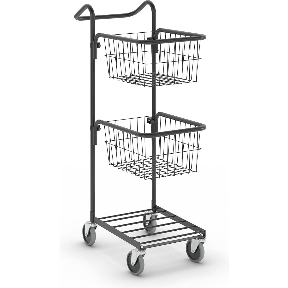 KOMPAKT retail bin, 2 baskets, black frame.