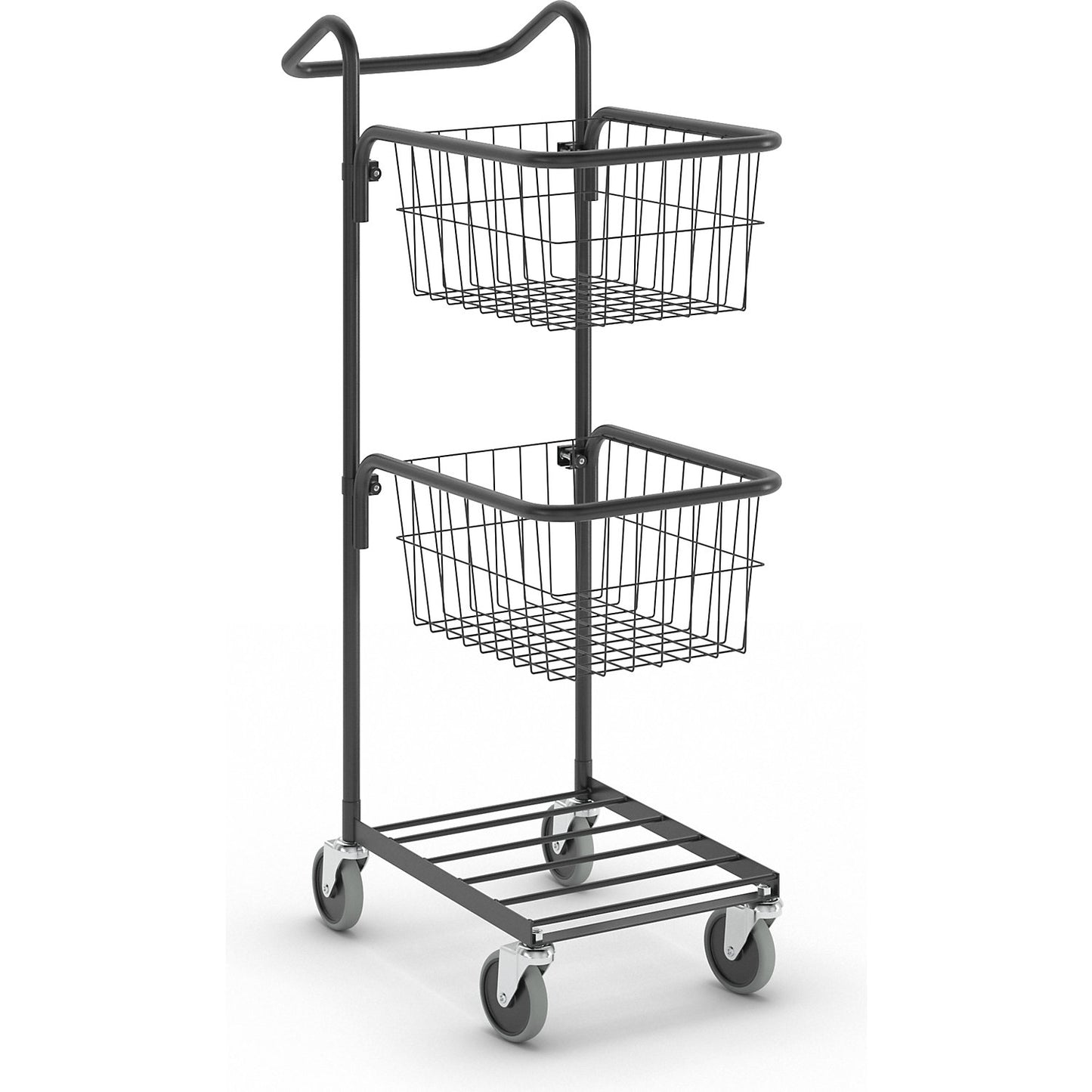 KOMPAKT retail bin, 2 baskets, black frame.