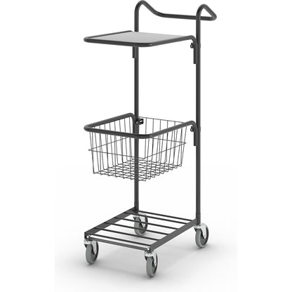 KOMPAKT retail bin, 1 shelf, 1 basket, black frame.