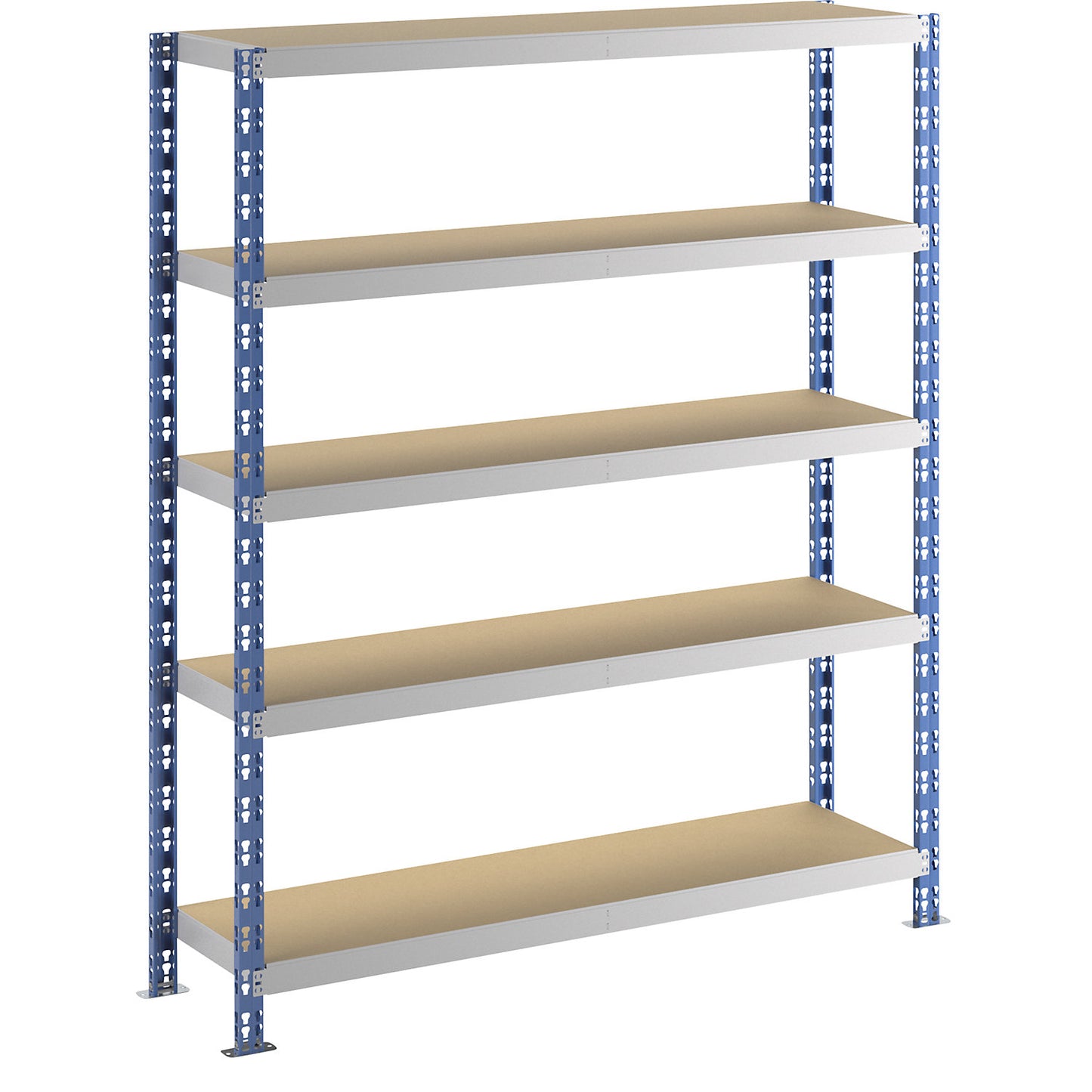 Wide span boltless shelf unit, blue/grey, HxWxD 1820 x 1550 x 400 mm, moulded chipboard shelves, standard shelf unit.