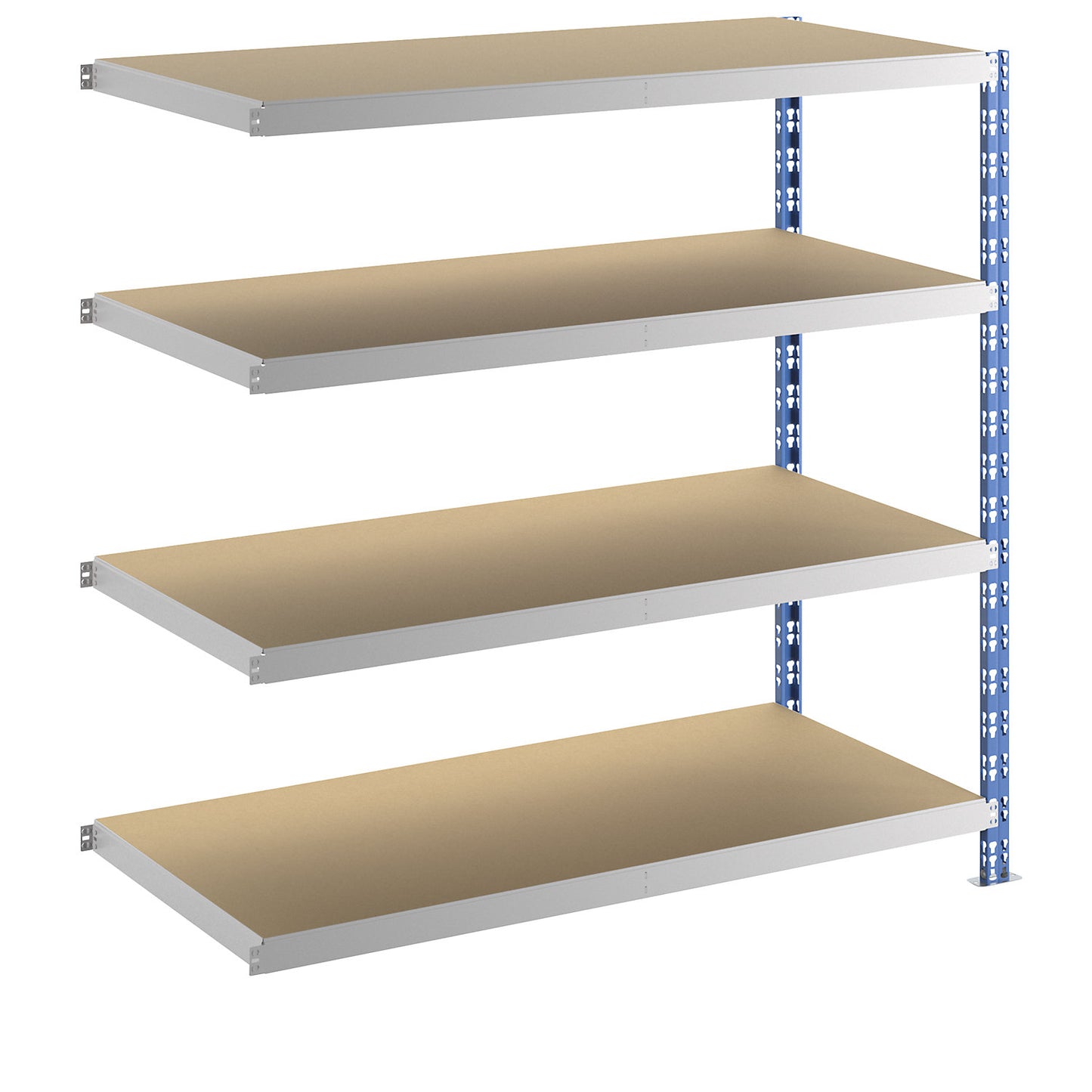 Wide span boltless shelf unit, blue/grey, HxWxD 1508 x 1525 x 700 mm, moulded chipboard shelves, extension shelf unit.