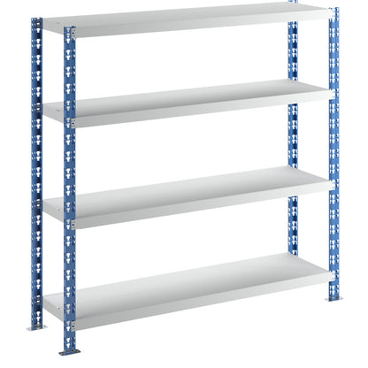 Wide span boltless shelf unit, blue/grey, HxWxD 1508 x 1550 x 400 mm, sheet steel shelves, standard shelf unit.