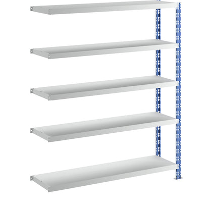 Wide span boltless shelf unit, blue/grey, HxWxD 1820 x 1525 x 400 mm, sheet steel shelves, extension shelf unit.