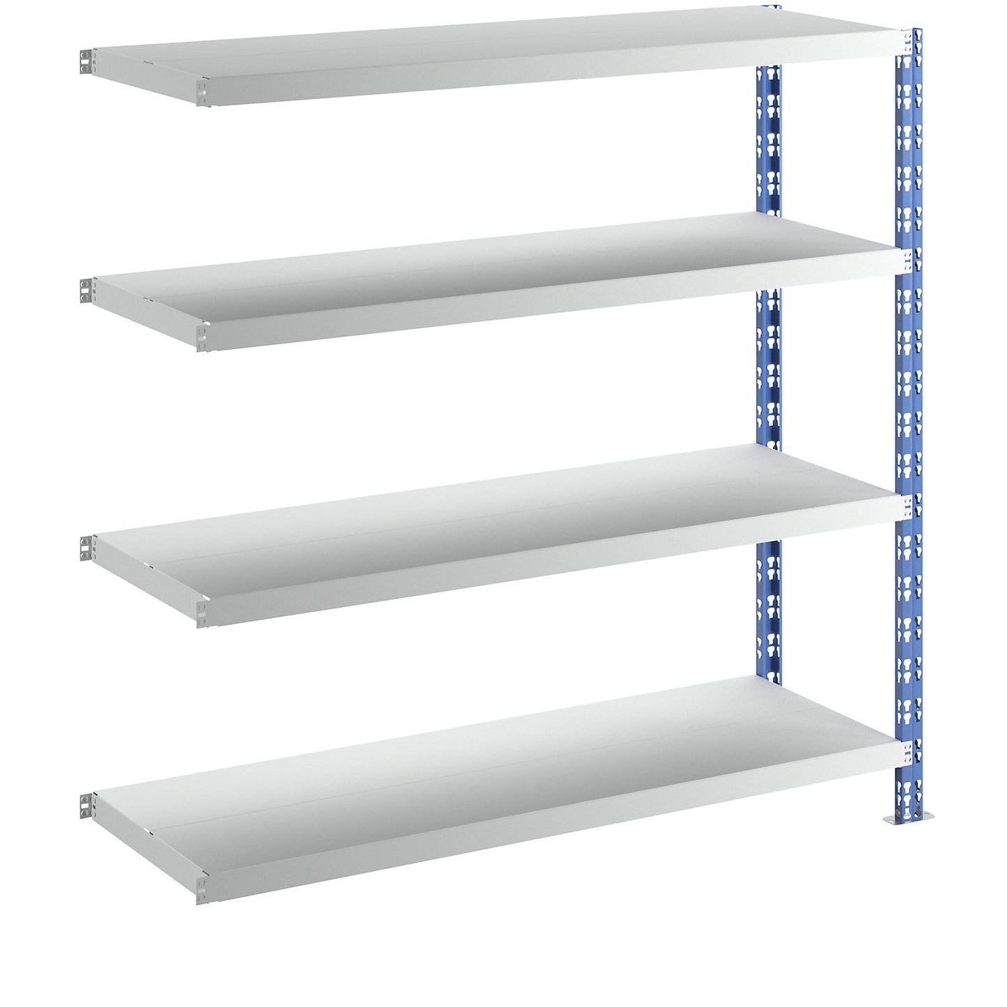 Wide span boltless shelf unit, blue/grey, HxWxD 1508 x 1525 x 500 mm, sheet steel shelves, extension shelf unit.