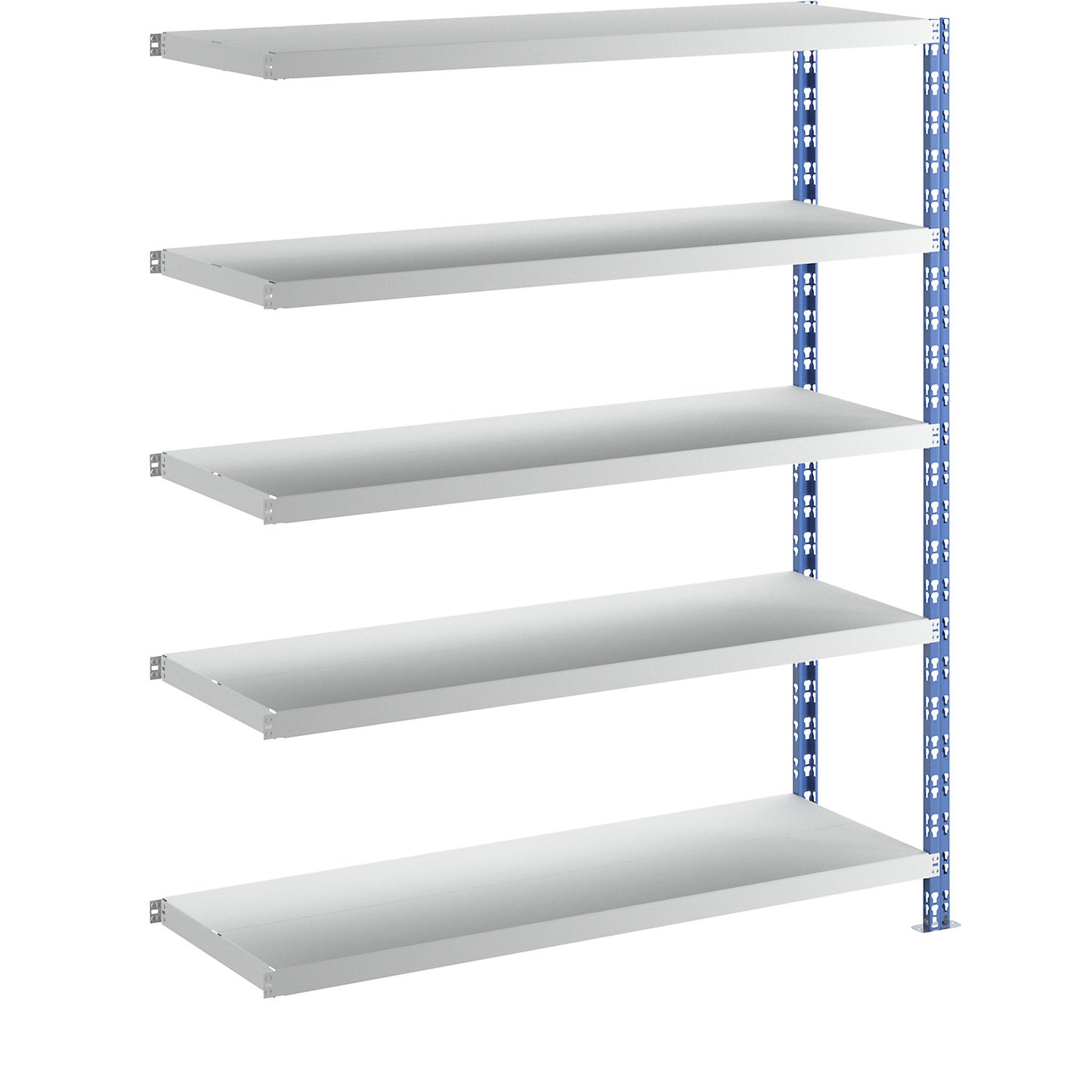 Wide span boltless shelf unit, blue/grey, HxWxD 1820 x 1525 x 500 mm, sheet steel shelves, extension shelf unit.