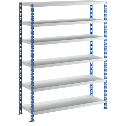 Wide span boltless shelf unit, blue/grey, HxWxD 1976 x 1550 x 500 mm, sheet steel shelves, standard shelf unit.