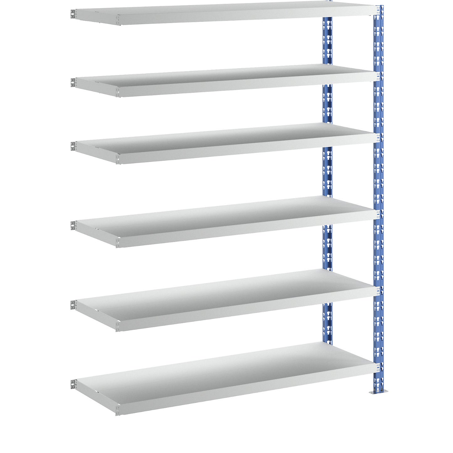 Wide span boltless shelf unit, blue/grey, HxWxD 1976 x 1525 x 500 mm, sheet steel shelves, extension shelf unit.