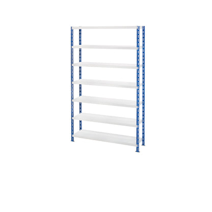 Wide span boltless shelf unit, blue/grey, HxWxD 2522 x 1550 x 400 mm, sheet steel shelves, standard shelf unit.
