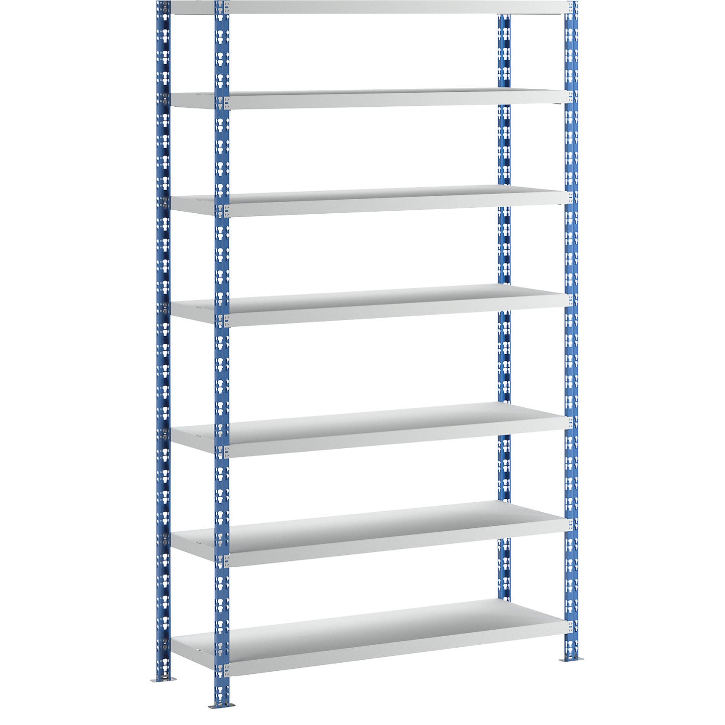 Wide span boltless shelf unit, blue/grey, HxWxD 2522 x 1550 x 500 mm, sheet steel shelves, standard shelf unit.