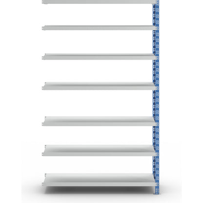 Wide span boltless shelf unit, blue/grey, HxWxD 2522 x 1525 x 500 mm, sheet steel shelves, extension shelf unit.