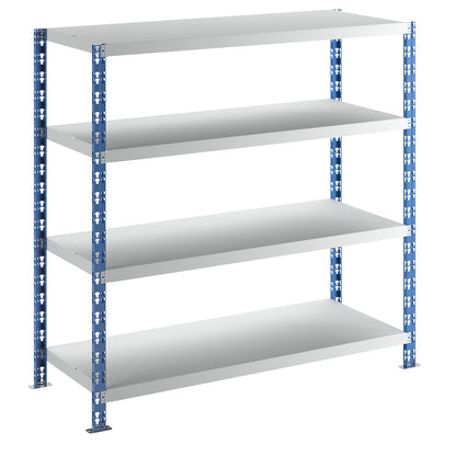 Wide span boltless shelf unit, blue/grey, HxWxD 1508 x 1550 x 600 mm, sheet steel shelves, standard shelf unit.